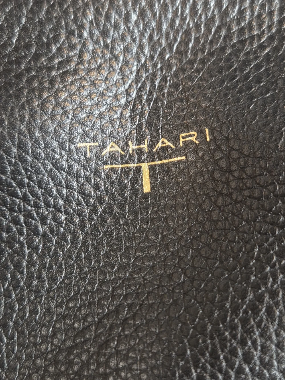 T Tahari Handbag Sienna Black Pebbled Leather Shoulder Bag Purse